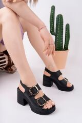 Topuklu Kadın Çift Tokalı Sandalet