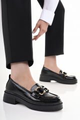 SİYAH RUGAN ZİNCİR TOKA LOAFER AYAKKABI
