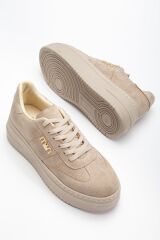 Kadın Kalın Taban Mın Tokalı Sneaker BEJ SÜET - 39