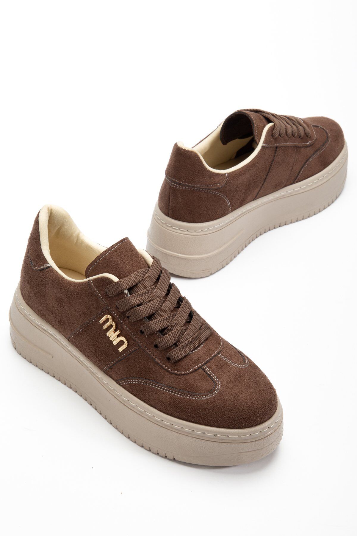 Kadın Kalın Taban Mın Tokalı Sneaker TABA SÜET - 38