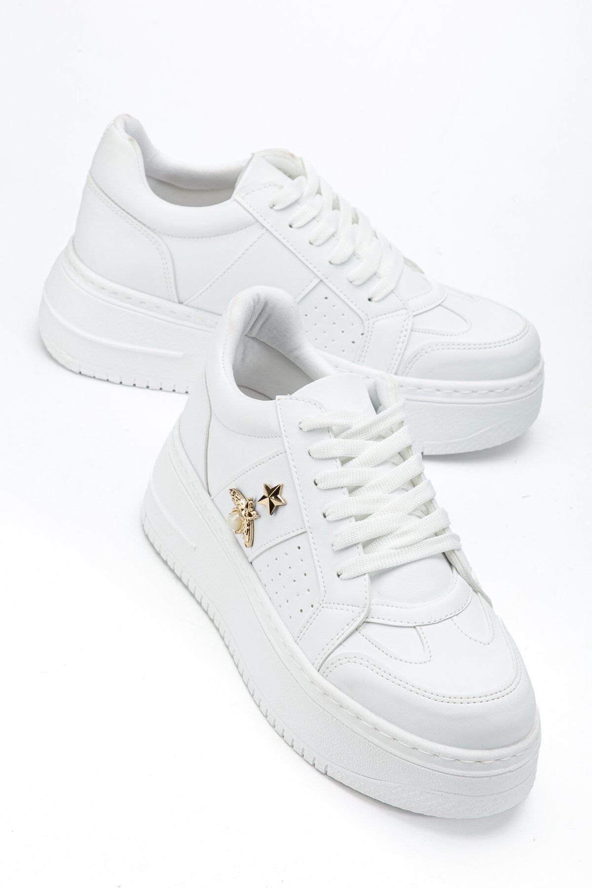 Kadın Kelebek Yıldız Tokalı Kalın Taban Sneaker