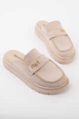 Kadın Loafer Tokalı Terlik BEJ SÜET - 36