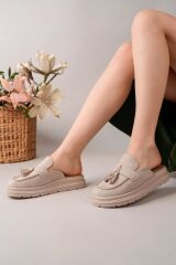 Kadın Loafer Püsküllü Terlik BEJ SÜET - 39
