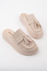 Kadın Loafer Püsküllü Terlik BEJ SÜET - 38