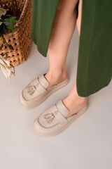 Kadın Loafer Püsküllü Terlik BEJ SÜET - 37