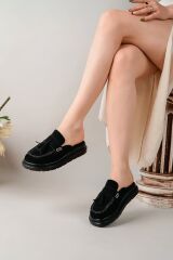 Kadın Loafer Püsküllü Terlik SİYAH SÜET - 39